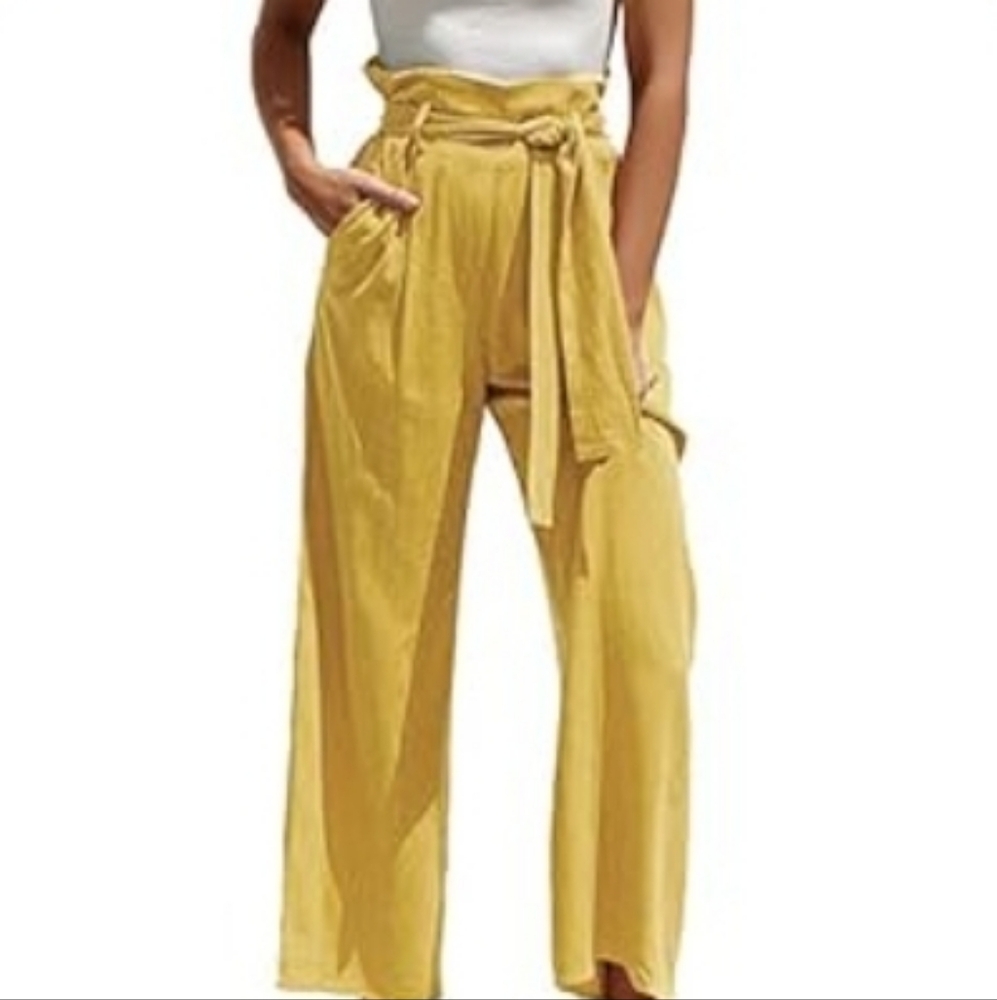 ECOWISH Womens Palazzo Wide Leg Pant with Pockets